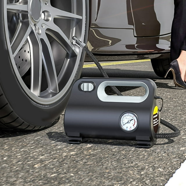 Inflador de neumáticos portátil de 120 psi con compresor para neumáticos de coche, 12 V, manómetro digital y LED para coche y bicicleta.