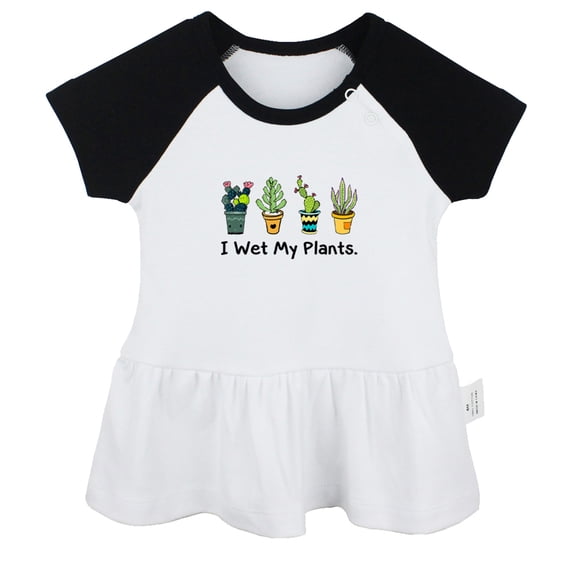 I Wet My Plants Funny Dresses For Baby, Newborn Babies Skirts, Infant Princess Dress, 0-24M Kids Graphic Clothes (Black Raglan Dresses, 18-24 Months)