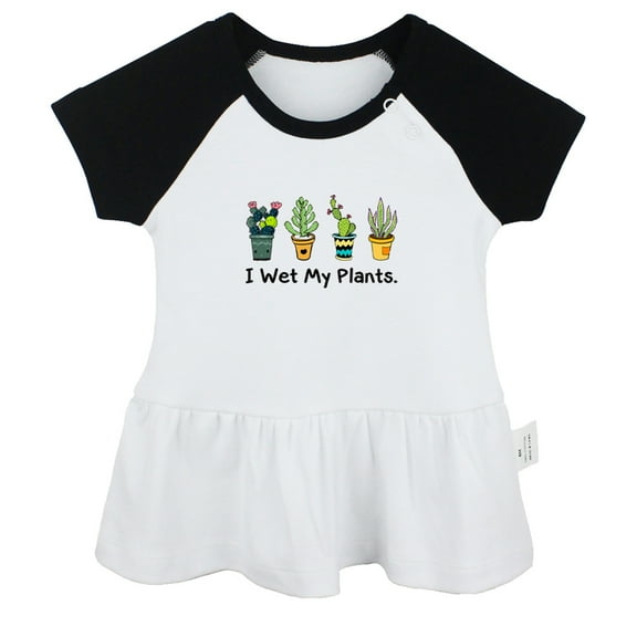 I Wet My Plants Funny Dresses For Baby, Newborn Babies Skirts, Infant Princess Dress, 0-24M Kids Graphic Clothes (Black Raglan Dresses, 0-6 Months)