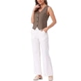 thumbnail image 3 of INSPIRE CHIC Women's Vest Sleeveless Button Down V Neck Summer Crop Waistcoat S Coffee, 3 of 7