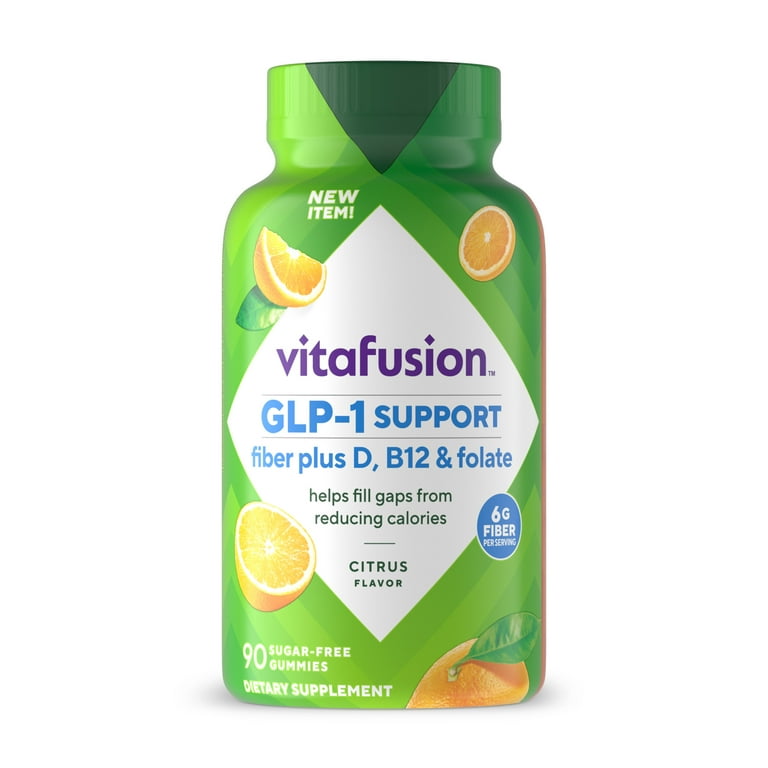glp 1 plus b12 Vitafusion GLP-1 Support Fiber Plus D, B12 & Folate 90 ct