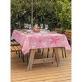 thumbnail image 2 of Outdoor Tablecloth with Umbrella Hole and Zipper, Pink Snowflake Christmas Rectangle Table Cloth 60x84 Inch Waterproof Tablecloth, Winter Xmas Snowflake Picnic Table Cover for Patio Camping, 2 of 7