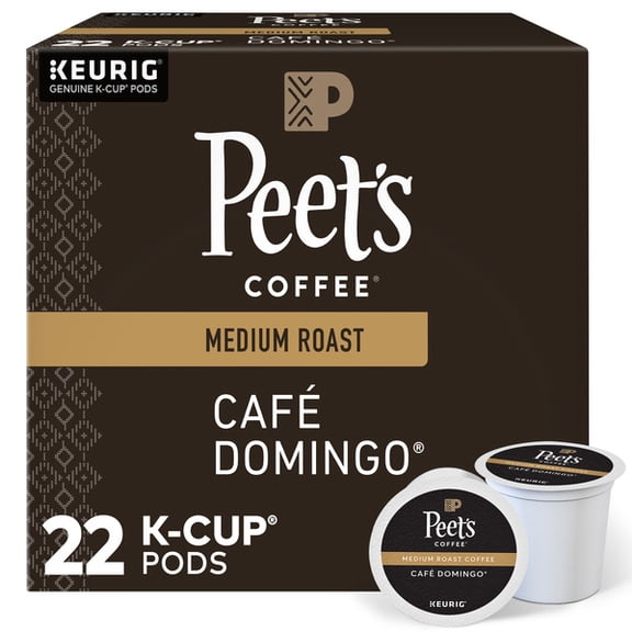 Peet's Coffee Café Domingo K-Cup Pods – 22 Count – Medium Roast Coffee for Keurig Brewers, Smooth & Balanced Flavor
