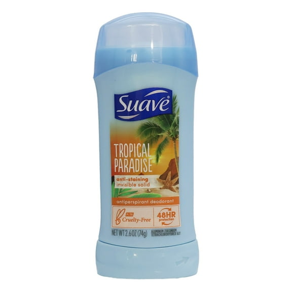Suave Tropical Paradise Invisible Solid Antiperspirant Deodorant Stick, 2.6 Oz.