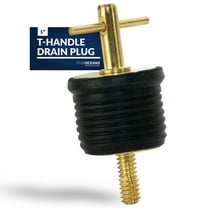 Five Oceans T-Handle Drain Plug, For 1-Inch Diameter Drains, Locks in Place, Brass Handle, Rubber Plug - FO2882