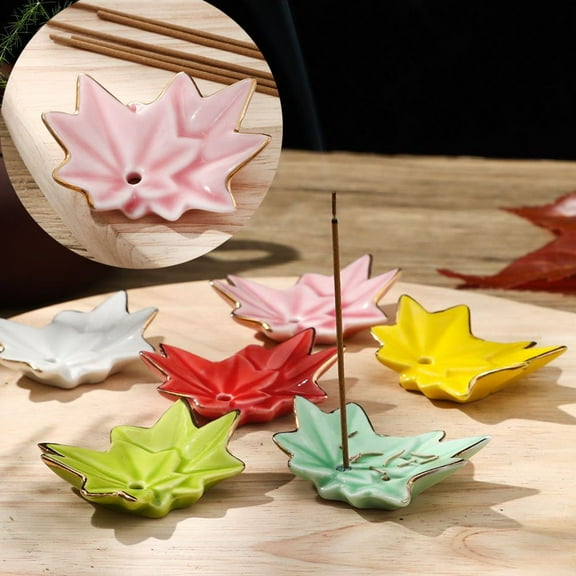 Visland 3PCS Incense Holder, Leaf Incense Stick Holder, Ceramic Incense Burner Tray, Maple Leaf Incense Burner