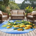 thumbnail image 5 of Summer Fruit Round Living Room Rugs 8 ft, Yellow Lemon Blue Sky Green Leaf Ocean Washable Large Area Rug with Non-Slip Sturdy Edge Binding Round Carpet for Dining Room Kitchen Office, 5 of 9