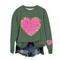 thumbnail image 2 of ICHUANYI Chandail à Col Rond pour Femmes de la Saint-Valentin avec Graphique de Cœur Imprimé, Col Rond, Décontracté, Ample, Chandail à Capuchon, Blouse à Manches Longues, Hauts, 2 of 5
