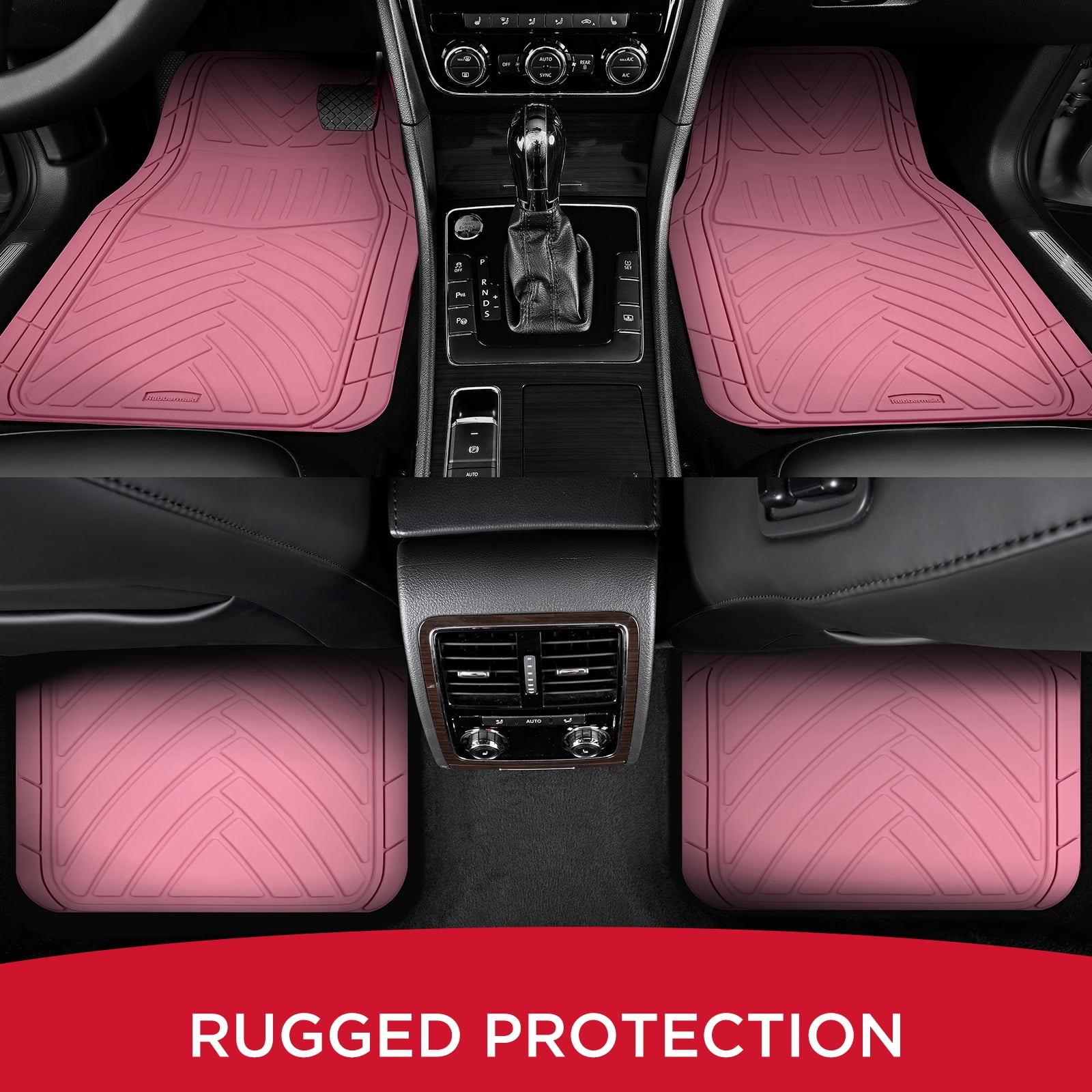 Rubbermaid Car Floor Mats Set, Lightweight Floor Mats,All-Weather Rubber  Car Mats, Non-Slip, Easy to Clean, Universal Fit for Cars, Trucks & SUVs, Pink