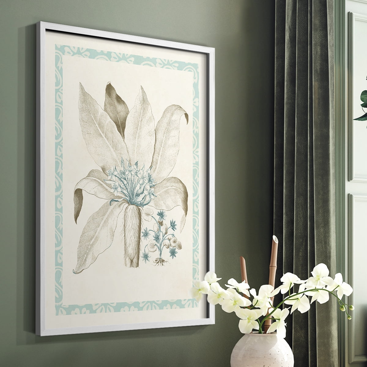 Willow Blue Besler V Framed Print - Solid Wood in Single Picture Frame Solid Wood 2 Framed Print