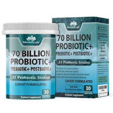 Probiotics 70 Billion CFU – 15 Probiotic strains   Organic Prebiotic  Postbiotic 3-in-1 Complete – Promotes Healthy Digestive & Immune Function –Gas, Bloating, Constipation Support – for Men & Women