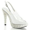 Womens Slingback Bridal Shoes with Imitation Pearl Covered Bottom and 5 Inch Heels