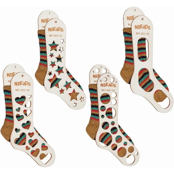 8 Pcs 4 Styles Knitting Blockers 8.78x3.94x0.1 Inch Wood Sock Blockers Knitting Crochet Needle DIY Weaving Tools Handmade Gift for Knitting Sock Making for DIY