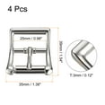 thumbnail image 2 of Uxcell 4Pack 0.98" Single Prong Belt Buckle Square Center Bar Buckles for Leather Craft, Silver, 2 of 7