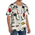 thumbnail image 4 of Xecao offers the Aabstract Eyes for Men's Casual Short-sleeved Shirt, a button-up collared shirt with a pocket, perfect for beach vacations and yacht travel in the 3X-Large size., 4 of 7