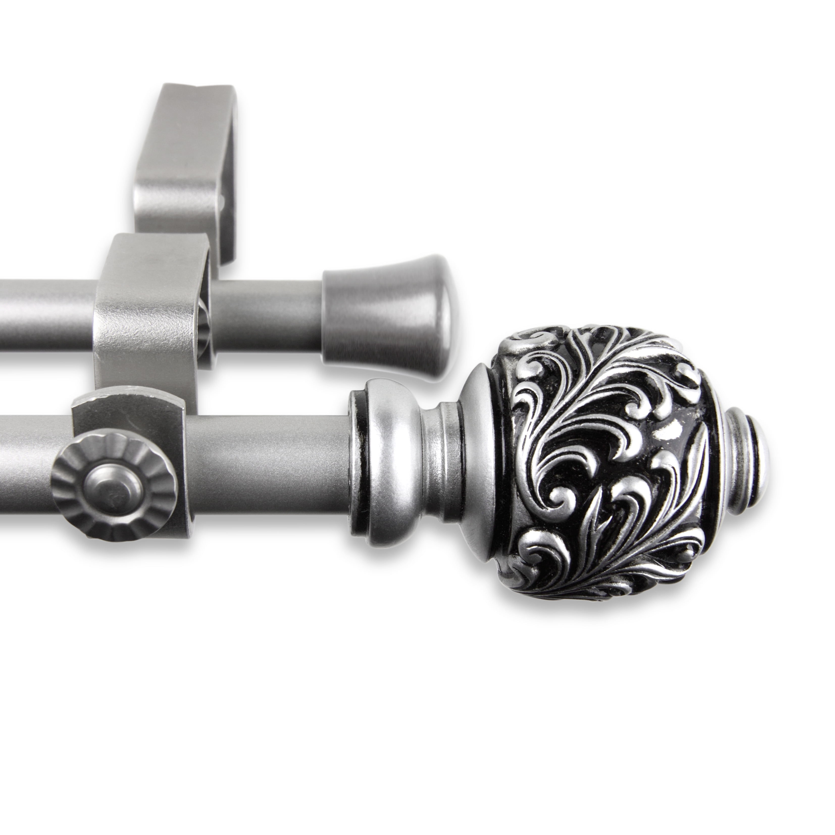 Central Design Products Steel 0.62" Modern Double Curtain Rod, Silver