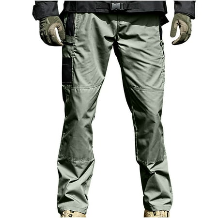 Wyobmus Men s Stretch Hiking Pants Water Resistant Ripstop Camouflage Cargo Pants Lightweight Outdoor Fishing Hunting Utility Pants Not Includ Waistbelt E-Green