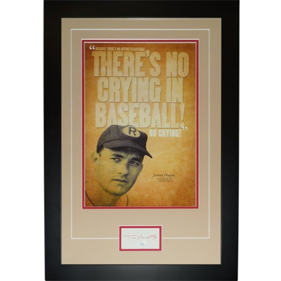 Tom Hanks Autographed A League of Their Own No Crying In Baseball Deluxe Framed 12x18 Poster Piece - JSA