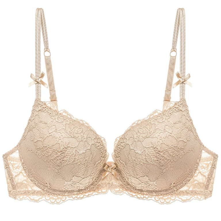 Eashery Lace Bras For Women Women's Plus Size Add 32 and a Half Cup Push Up  Underwire Convertible Lace Bras Beige 85B