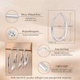 thumbnail image 5 of YOUNGYUE Silver Plated Hoop Earrings for Women, Hypoallergenic Lightweight Big Thick Silver Hoop Earrings, Jewely Gifts, 5 of 6