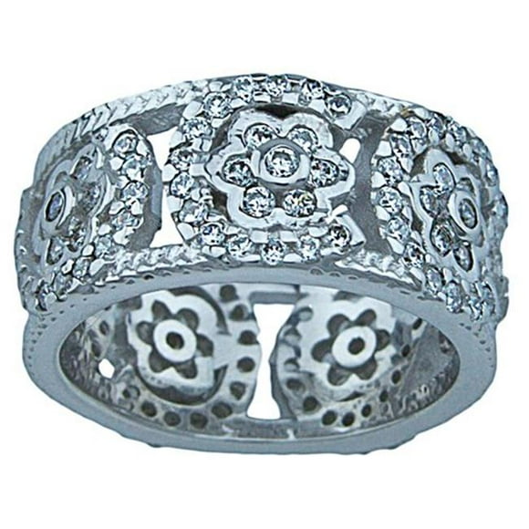 Sterling Couture r7024 925 Silver Sterling Couture Sterling Couture Flower Band Ring - Size 5
