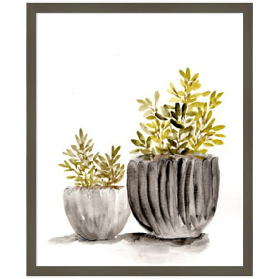 Amanti Art Gray Potted Plants Wood Framed Wall Art Print