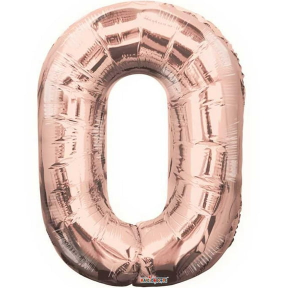 Giant Rose Gold Number 0 Foil Balloon 34"