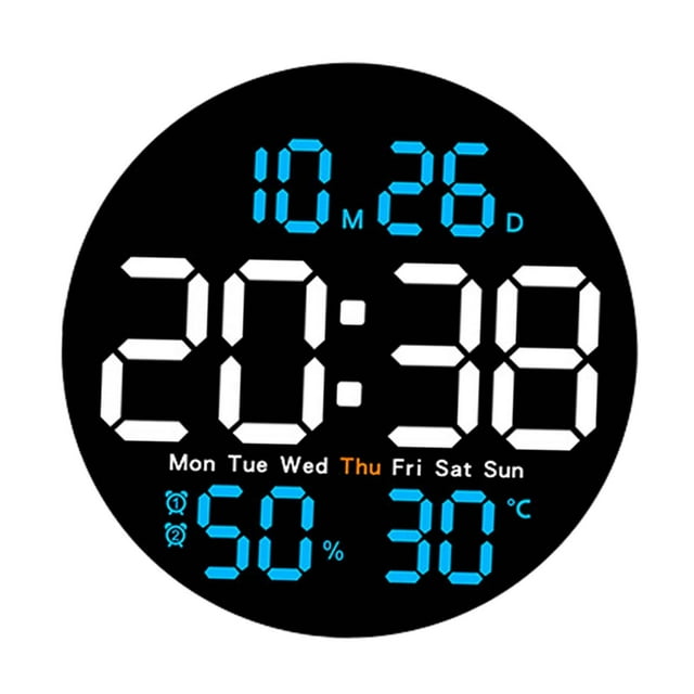 Digital Wall Clock Alarm Clock Hanging Adults Temperature/humidity Digital Clock Sky Blue