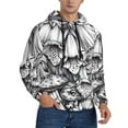 thumbnail image 2 of Picia Monochrome Botanical Illustration Pattern Casual Men's Hoodie - Lightweight Hooded Sweatshirt with Kangaroo Pocket, Comfortable Pullover for Everyday, Travel-Large, 2 of 7