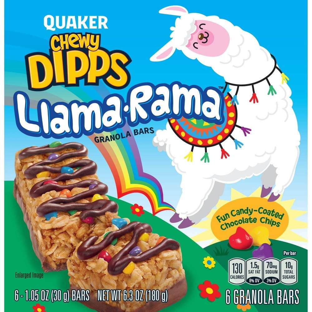 Quaker Chewy Dipps Llama Rama Granola Bars,1.05x6 Bars(Total 6.3oz