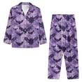 thumbnail image 5 of Garronmavis Halloween Sleepwear Women Cozy Soft Loungewear Set Nightwear Long Sleeve Button Down PJs 2 Piece Pajama Set with Pockets Fall Outfits, Purple Bats, 5 of 7