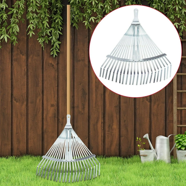 Colaxi Garden Leaf Rake Folding Metal Rake for RV Camping Garden Cleaning Gardening