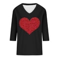 thumbnail image 4 of Women's Tops, Tees & Blouses 3/4 Sleeve Soft Blend Hearts Blouses Graphic Print T Shirt, 4 of 4