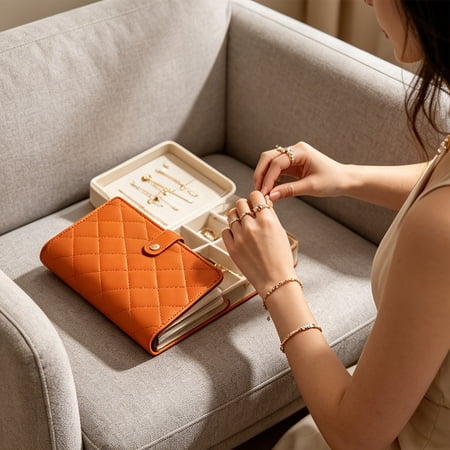 Travel Jewelry Notebook Portable Leather Jewelry Travel Case Notebook Small Jewelries Organizer Book for Earrings Rings and Necklaces