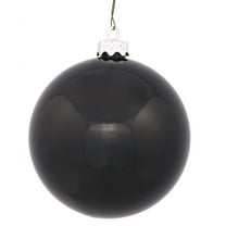 Vickerman 4" Black Shiny Ball Ornament, 6 per Bag