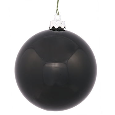 Vickerman 4" Black Shiny Ball Ornament, 6 per Bag
