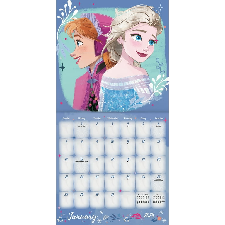 Trends International 2024 Disney Frozen Wall Calendar & Push Pins