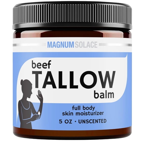 Beef Tallow Balm by Magnum Solace, 5 oz Full Body Skin Moisturizer