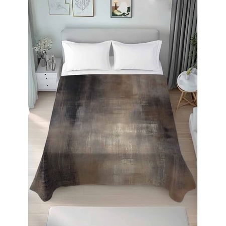 Brown Twim XL Size Flat Sheet, Wrinkleproof & Fadeproof Cooling Flat Bed Sheet Only, Modern Abstract Art Ombre Oil Painting Breathable Soft Bedding Top Sheets 66 x 102 Inches