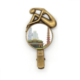 thumbnail image 1 of Architecture Qingyang Modèle de Porcelaine Coiffure Broche Vintage en Métal, 1 of 3