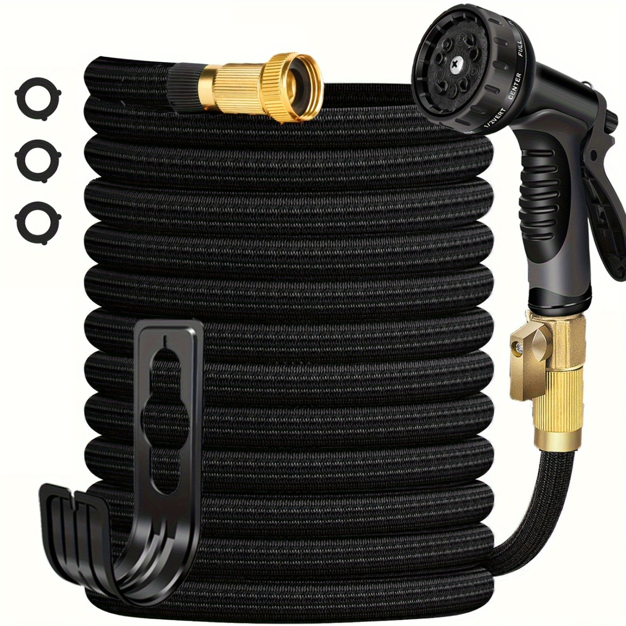 25/100FT Non-Expandable Rubber Garden Hose with 3/4" Solid Brass Fittings - Heavy-Duty Leakproof for Gardening, Cleaning, Yard & Forestry