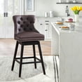 thumbnail image 3 of Tewloss 26" Swivel Bar Stools Leather Counter Height Chairs for Home Kitchen Dining, Brown, 3 of 8