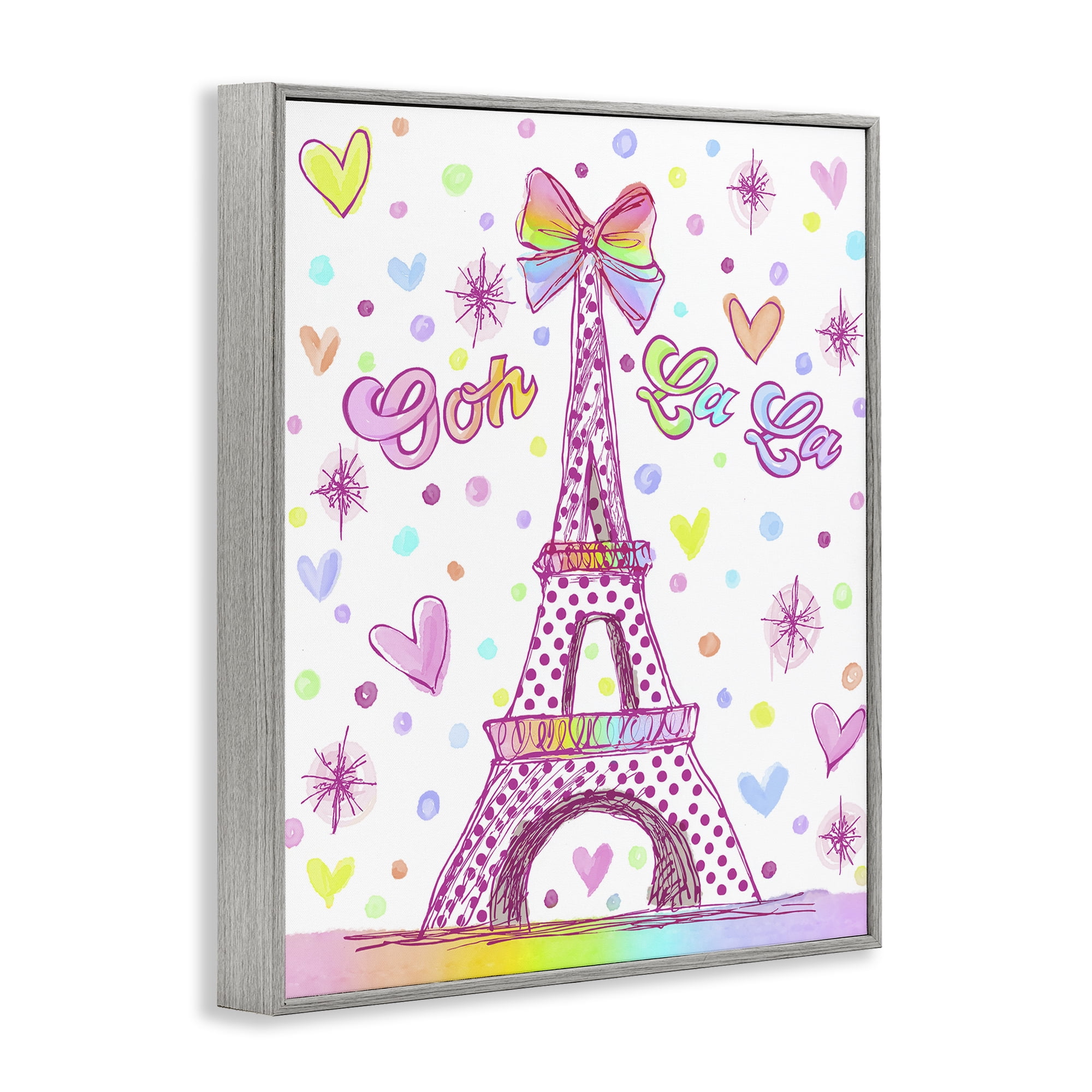 Stupell Industries Bright Pastels Eiffel Tower Gray Framed Giclee Art, design by Jess Stempel