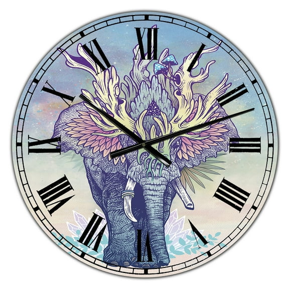 Designart Oversized Multicolor Analog Round Modern Wall Clocks, CLM25662-C23