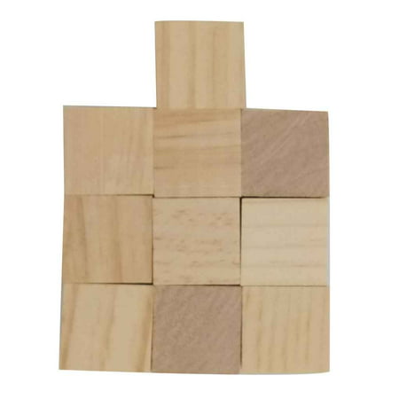 Pine Wooden Stereoscopic Cube Square Bricks Building Blocks Edges DIY Hardwood Craft Toys Carving