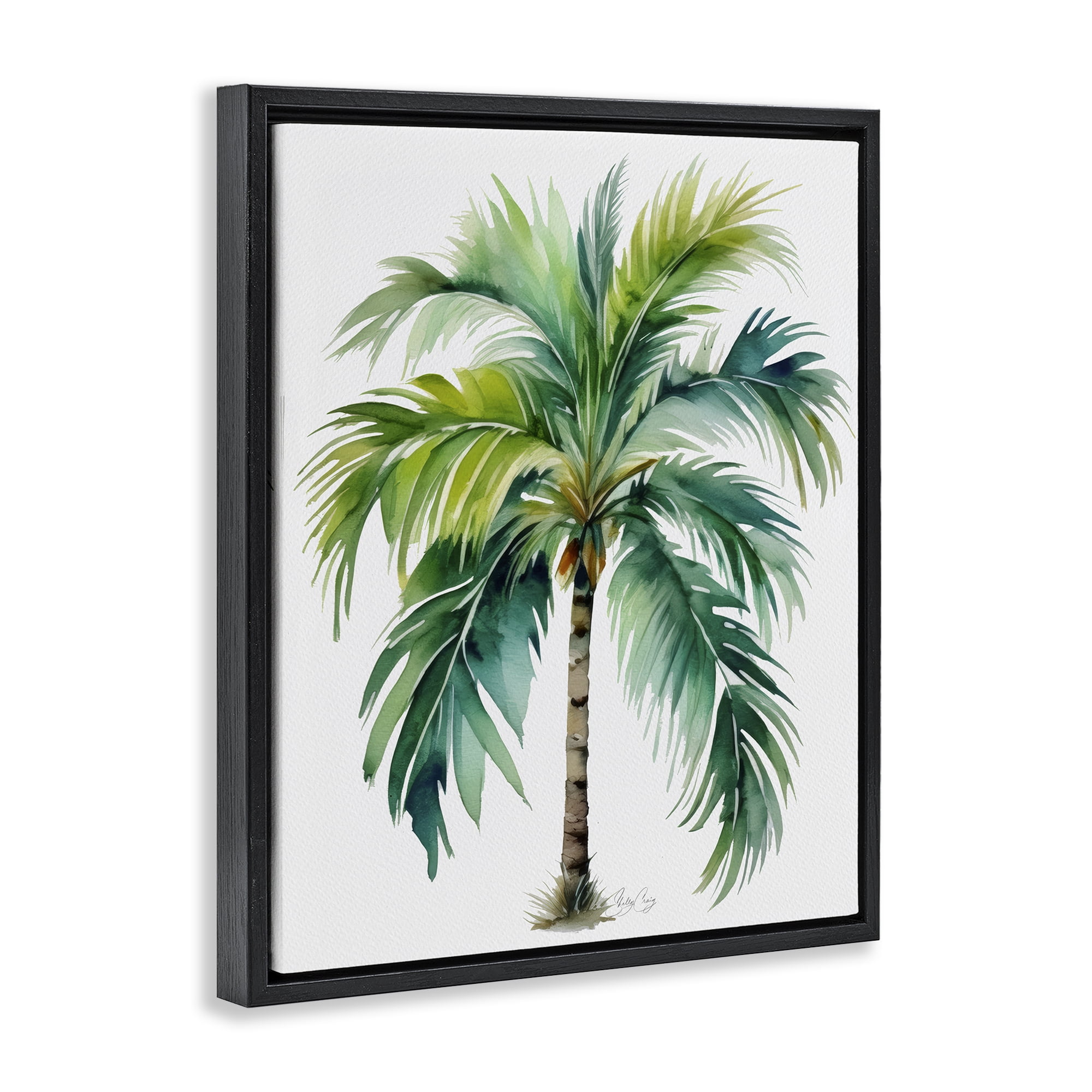 Stupell Industries Lagoon Majesty Palm Black Framed Floater Canvas Wall Art, design by Shelly Craig
