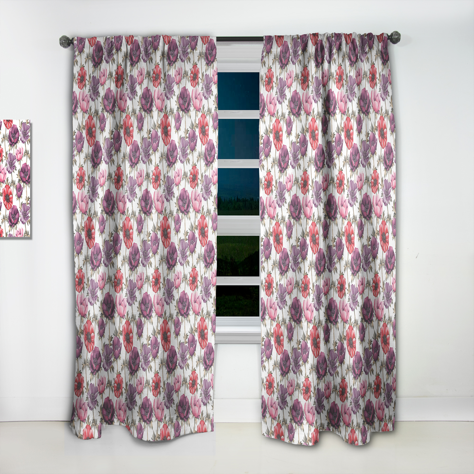 Designart 'Abstract Colorful Floral Pattern' Floral Curtain Panel