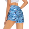 thumbnail image 3 of Xecao's Blue Fish for a double-layer running short for women, perfect for gym, tennis, and more, featuring a convenient pocket., 3 of 9