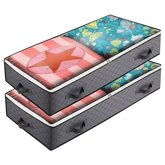 Gray Fabric Drawer Storage Box Set of 2 for Clothes and Accessories