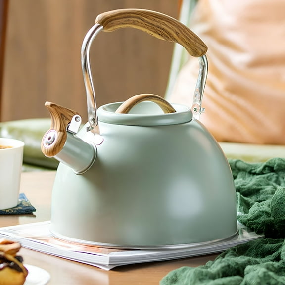 ACDANC Tea Kettle with Handle,3.2 Quart Stainless Steel Whistling Teapot Tea Kettle for Heating Water,Fast Boiling Water Teakettle,Green